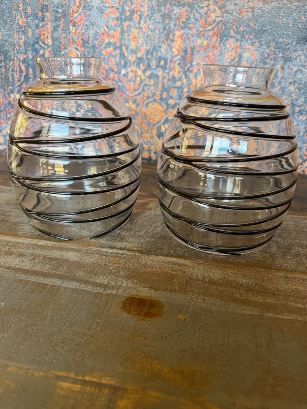 Set of Clear with Black Rope Barrel Replacement Glass with 2-1/4" Fitter